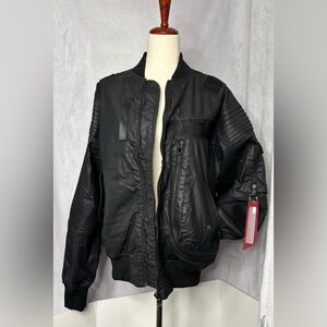 Smoke Rise NY Men’s Premium Bomber Jacket NWT $200 - Black/Orange - Size Medium